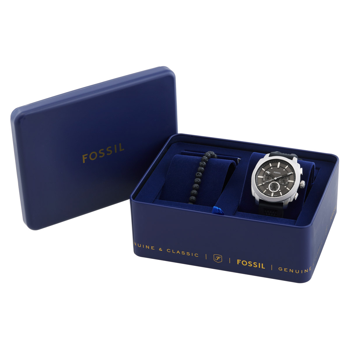 fossil machine chronograph quartz men's watch and bracelet set fs6145set fossil machine chronograph quartz men's watch and bracelet set fs6145set