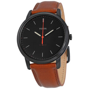 Home fossil minimalist black dial brown leather men's watch fs5305