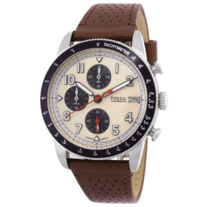 fossil sport tourer chronograph quartz white dial men's watch fs6042