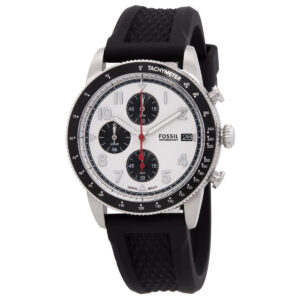fossil sport tourer chronograph quartz white dial men's watch fs6087