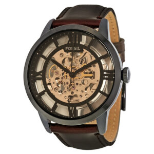 fossil townsman automatic brown skeleton dial men's watch me3098
