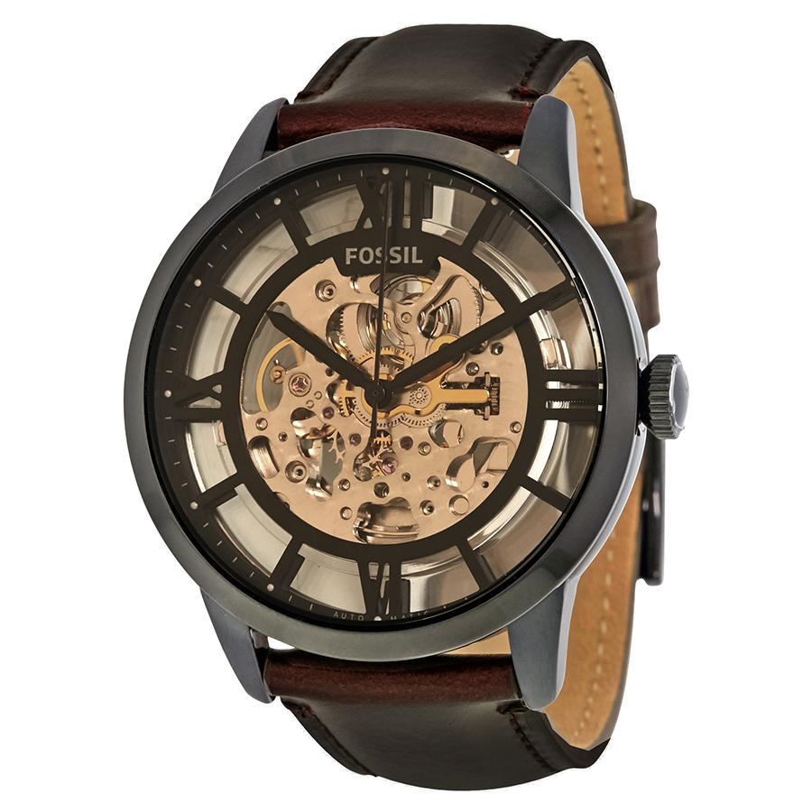 fossil townsman automatic brown skeleton dial men's watch me3098 fossil townsman automatic brown skeleton dial men's watch me3098
