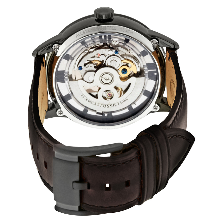 fossil townsman automatic brown skeleton dial men's watch me3098 fossil townsman automatic brown skeleton dial men's watch me3098