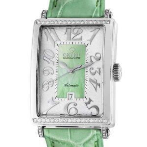 gevril avenue of americas automatic diamond silver/green dial ladies watch 6206nt
