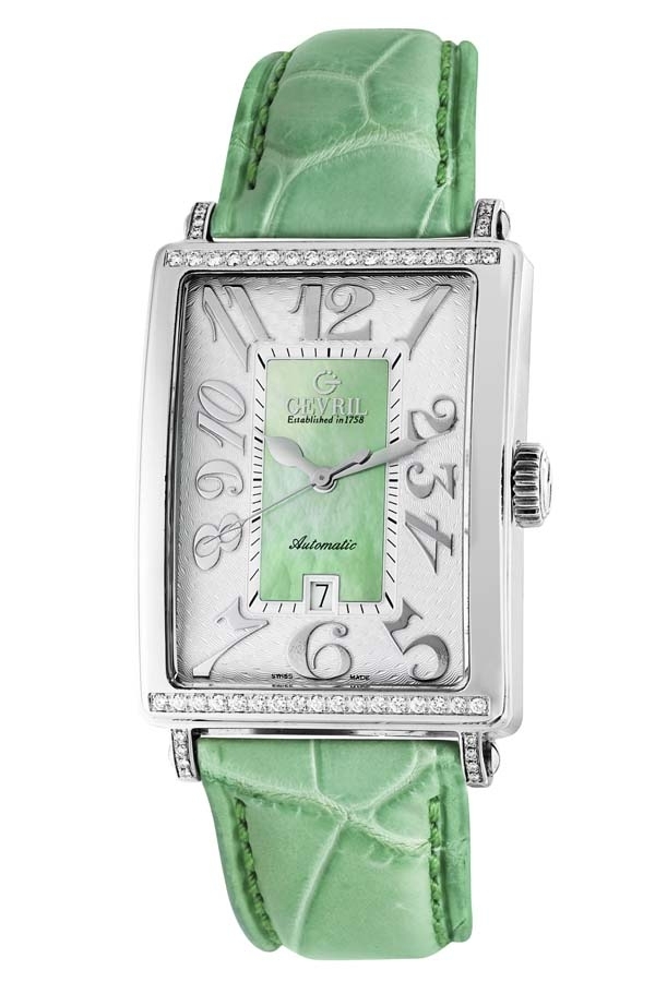 gevril avenue of americas automatic diamond silver/green dial ladies watch 6206nt gevril avenue of americas automatic diamond silver/green dial ladies watch 6206nt
