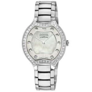 gevril lugano diamond mother of pearl dial ladies watch 11241b
