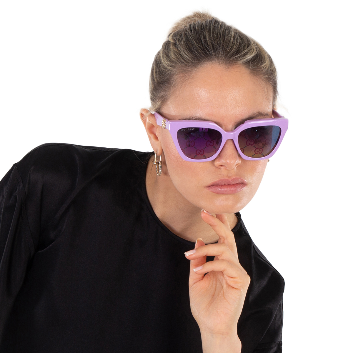 gucci violet logo clip on cat eye ladies sunglasses gg1542s 002 55 gucci violet logo clip on cat eye ladies sunglasses gg1542s 002 55