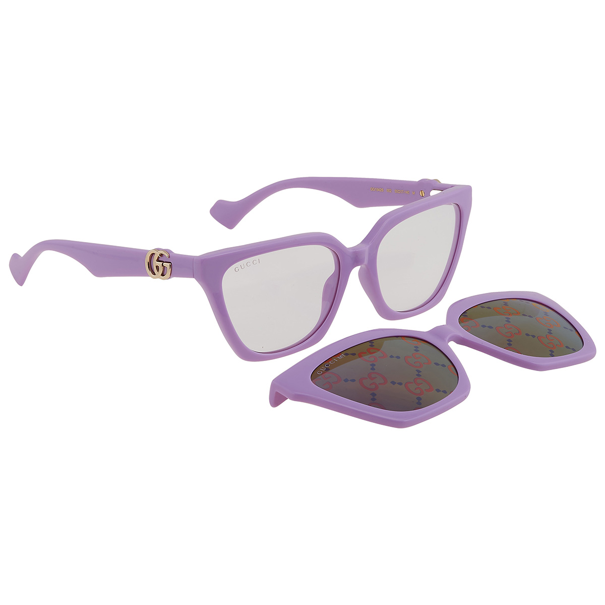 gucci violet logo clip on cat eye ladies sunglasses gg1542s 002 55 gucci violet logo clip on cat eye ladies sunglasses gg1542s 002 55