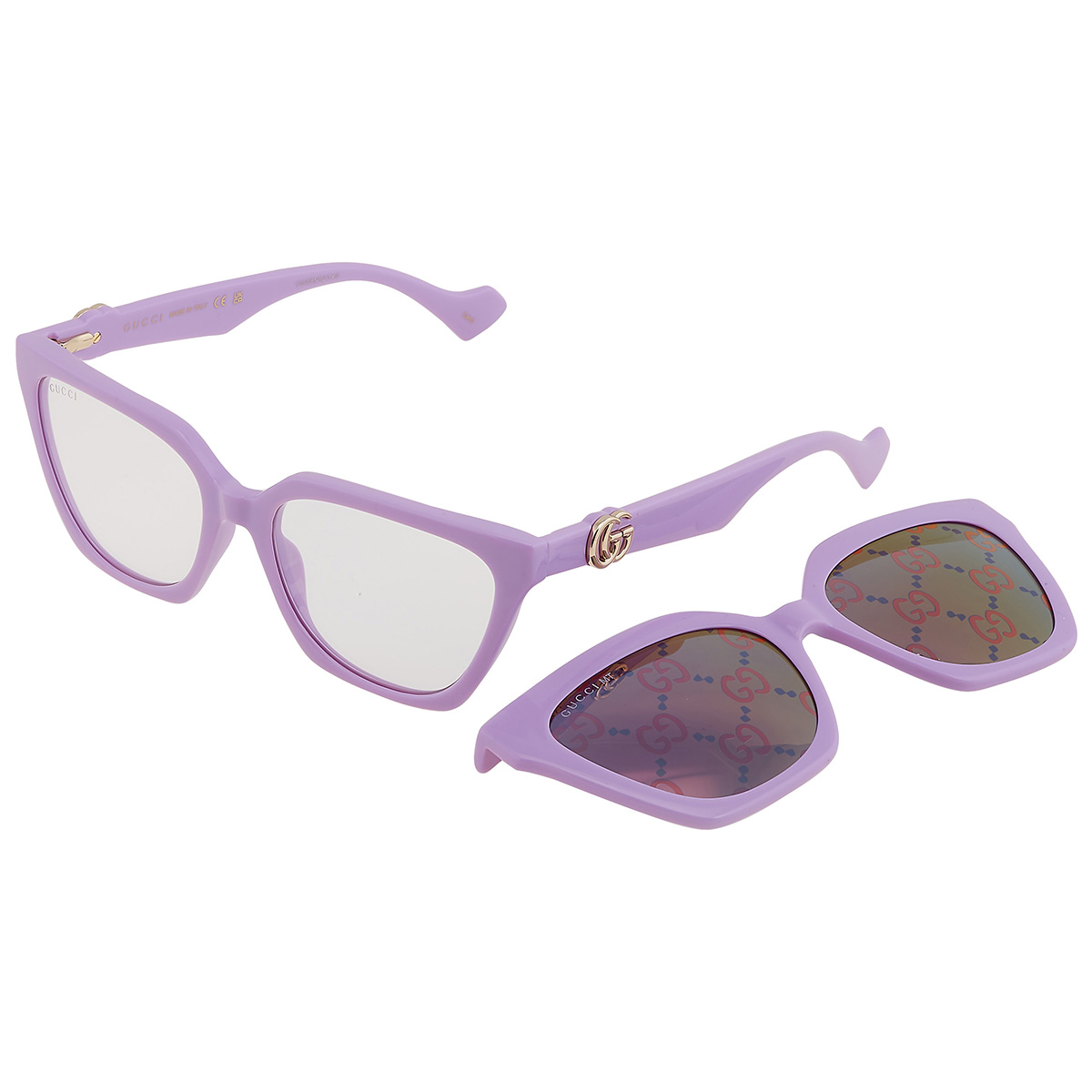 gucci violet logo clip on cat eye ladies sunglasses gg1542s 002 55 gucci violet logo clip on cat eye ladies sunglasses gg1542s 002 55