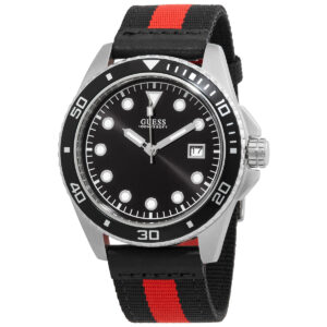 guess crew quartz black dial men's watch w1051g1