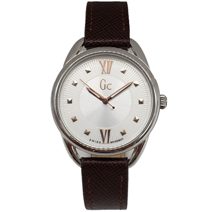 guess gc brown leather quartz white dial ladies watch y13006l1 guess gc brown leather quartz white dial ladies watch y13006l1