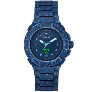 guess notide ocean plastic quartz blue dial men's watch gw0507g1