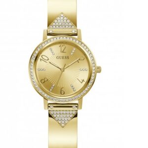 Home guess tri luxe quartz gold dial ladies watch gw0474l2