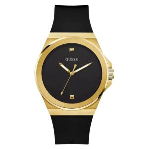 guess vinyl quartz black dial men's watch gw0790g1