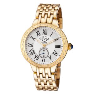 gv2 by gevril astor gold tone diamond bezel quartz ladies watch 9101
