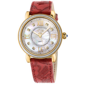gv2 by gevril marsala diamond mother of pearl dial ladies watch 9866