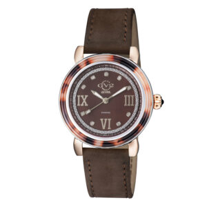gv2 by gevril marsala tortoise diamond brown dial ladies watch 9855