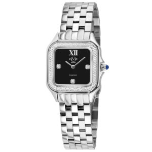 gv2 by gevril milan quartz diamond black dial ladies watch 121404b