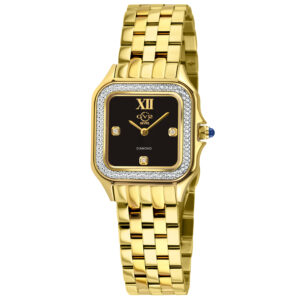 Home gv2 by gevril milan quartz diamond black dial ladies watch 121424b