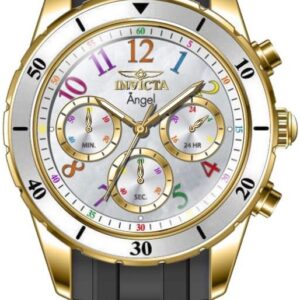 invicta angel chronograph gmt quartz white dial ladies watch 49803