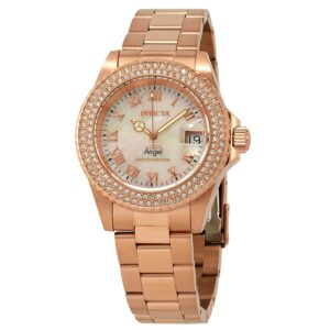 Home invicta angel crystal white mother of pearl dial ladies watch 24615