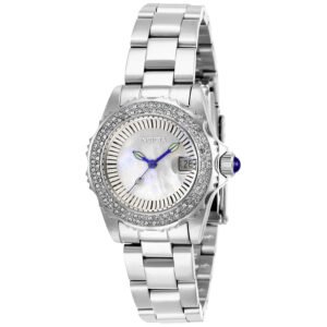 Home invicta angel quartz crystal white mother of pearl dial ladies watch 28442