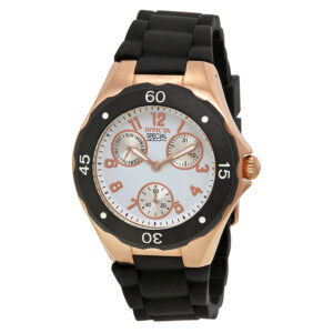 invicta angel multi function white dial black silicone ladies watch 18799