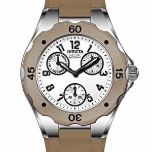 invicta angel multi function white dial brown silicone ladies watch 18794