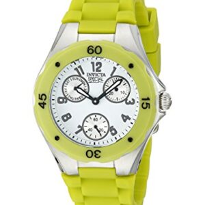 invicta angel multi function white dial lime green silicone ladies watch 18793