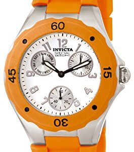 invicta angel date day white dial orange silicone ladies watch 18792