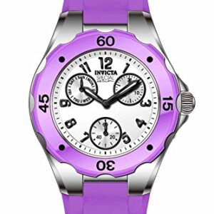 invicta angel multi function white dial purple silicone ladies watch 18790