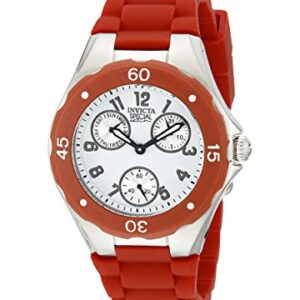 invicta angel multi function white dial red silicone ladies watch 18789