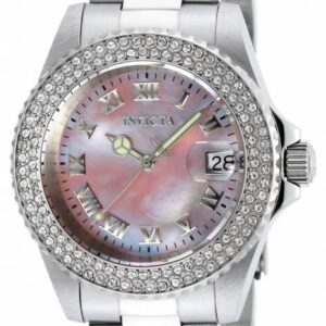 Home invicta angel pink mother of pearl dial stainless steel ladies watch 19874