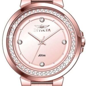 invicta angel quartz crystal rose gold dial ladies watch 50167