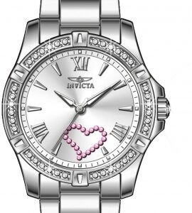 Home invicta angel quartz crystal silver dial ladies watch 49842