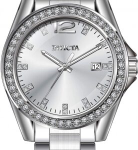 Home invicta angel quartz crystal silver dial ladies watch 49846