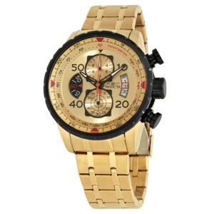 Home invicta aviator chronograph gold dial gold plated men's watch 17205