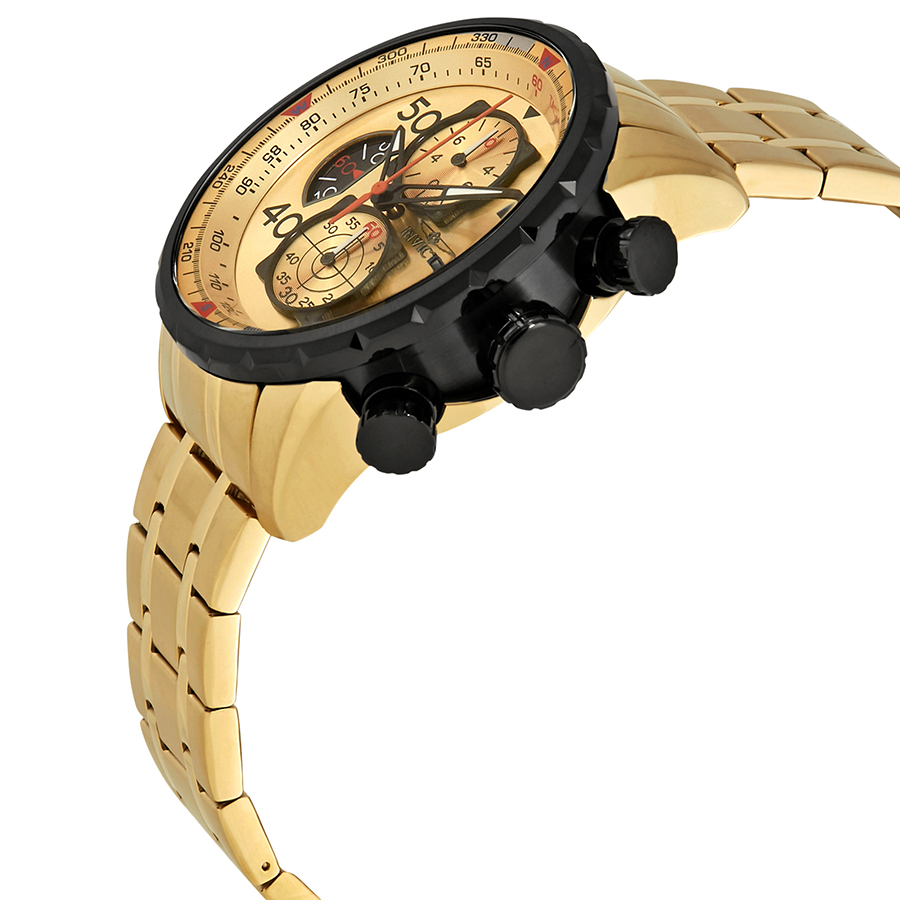 invicta aviator chronograph gold dial gold plated men's watch 17205 invicta aviator chronograph gold dial gold plated men's watch 17205