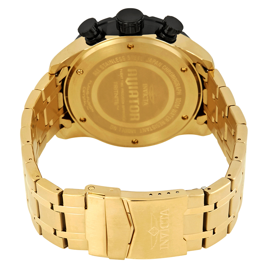 invicta aviator chronograph gold dial gold plated men's watch 17205 invicta aviator chronograph gold dial gold plated men's watch 17205
