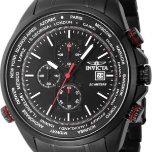 Home invicta aviator chronograph quartz black dial men's watch 47820