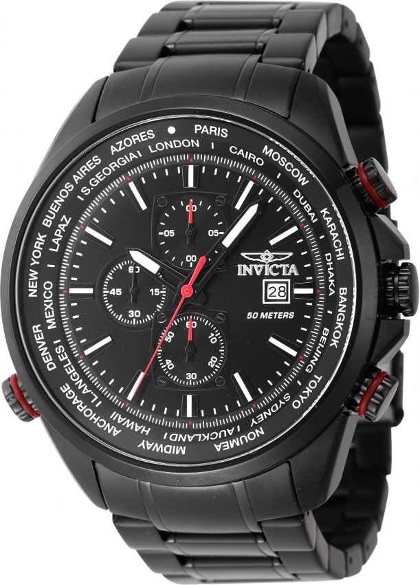 invicta aviator chronograph quartz black dial men's watch 47820 invicta aviator chronograph quartz black dial men's watch 47820