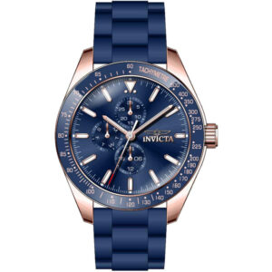invicta aviator gmt blue dial blue silicone men's watch 38406