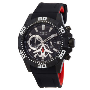 Home invicta aviator multi function black carbon fiber dial black polyurethane men's watch 21741