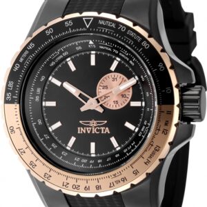Home invicta aviator quartz black dial men's watch 49725