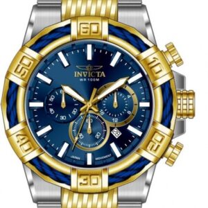 Home invicta bolt chronograph gmt quartz blue dial men's watch 49903