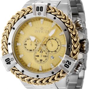 Home invicta bolt chronograph gmt quartz gold dial men's watch 48157