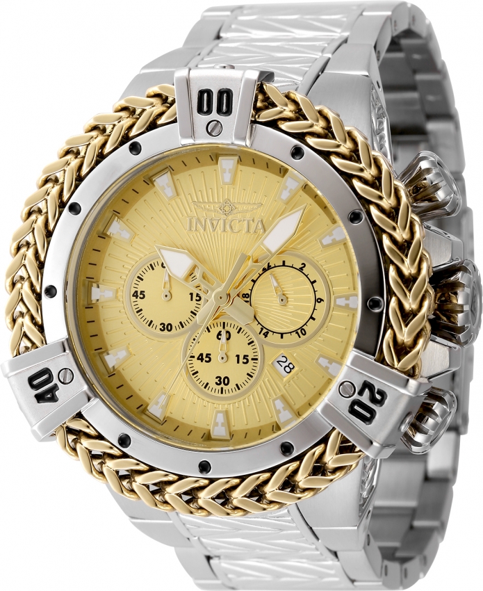 invicta bolt chronograph gmt quartz gold dial men's watch 48157 invicta bolt chronograph gmt quartz gold dial men's watch 48157