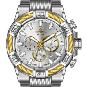 invicta bolt chronograph gmt quartz silver dial men's watch 49901