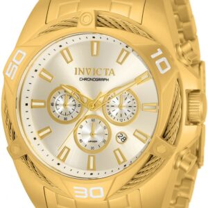 Home invicta bolt chronograph quartz gold dial men's watch 34123