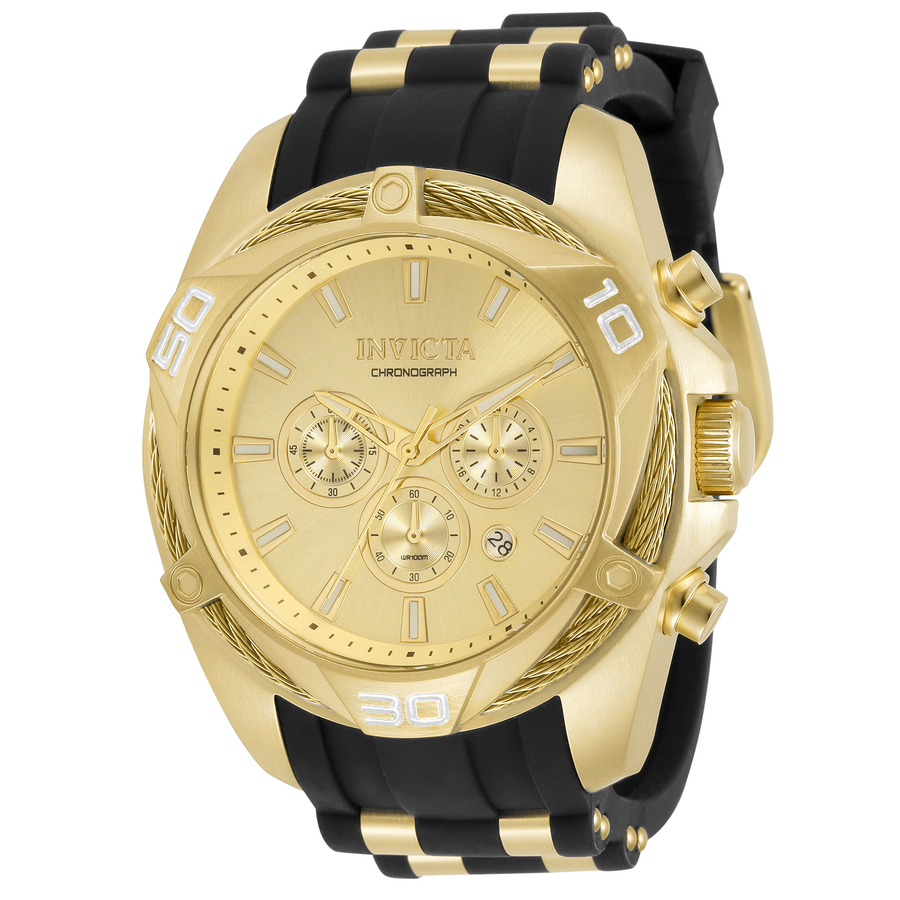 invicta bolt chronograph quartz gold dial men's watch 34142 invicta bolt chronograph quartz gold dial men's watch 34142